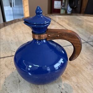 Bauer Royal Blue Ceramic Jug with Wooden Handle